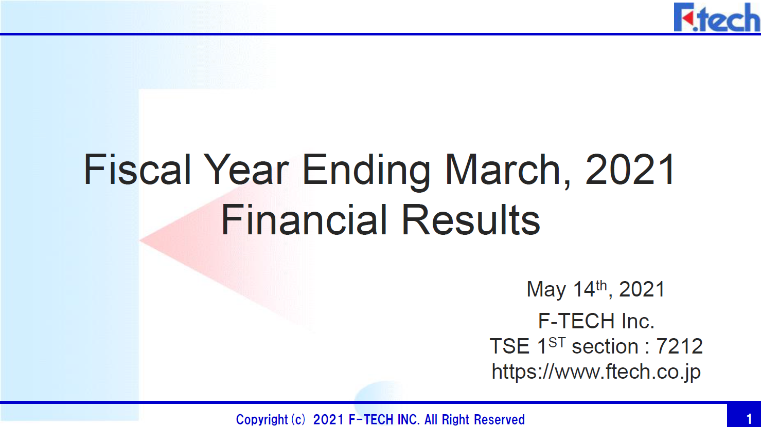 FFiscal Year Ending March, 2021 Financial Results